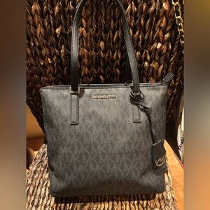 Black/Gray Monogram Tote Bag
